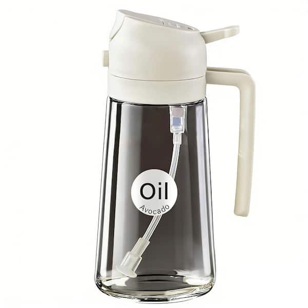 16 oz. White Glass 2 in 1 Oil Dispenser, Food Grade Premium Spray Bottle with Portion Control for Salad, Frying, BBQ