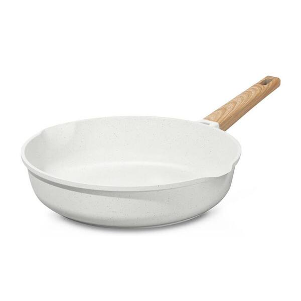 1-Piece White Nonstick Ceramic Frying Pan Skillet with Bakelite Handle, Eco-Friendly, Induction Compatible, Set