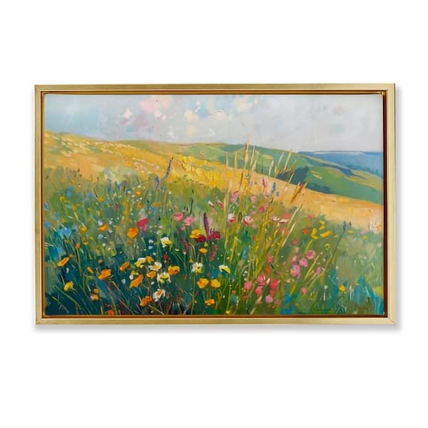 Stupell Industries Wildflower Hills View by LSR Design Studio Gold Floater Frame Nature Graphic Art Print 17 in. x 25 in.