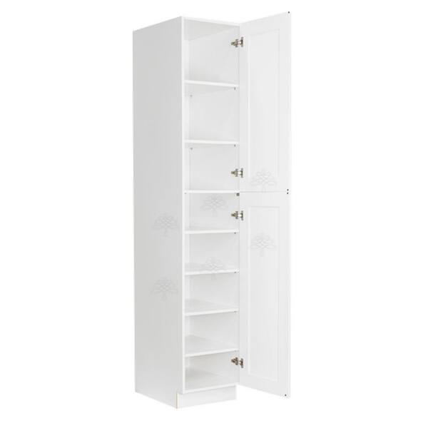 LIFEART CABINETRY Anchester White Plywood Shaker Stock Assembled Tall Pantry Kitchen Cabinet (24 in. W x 96 in. H x 24 in. D)