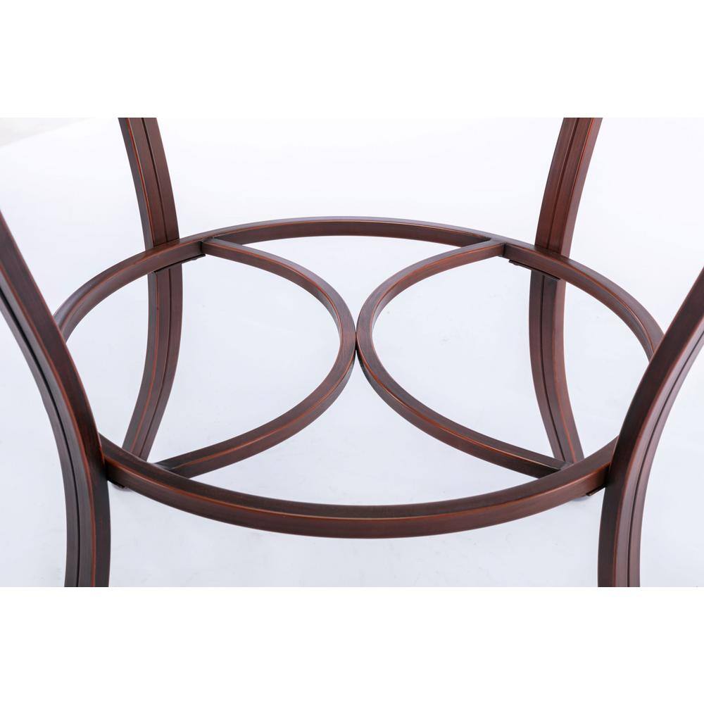 Beau 36" Round Glass Top Bronze Metal Counter Height Pub Table