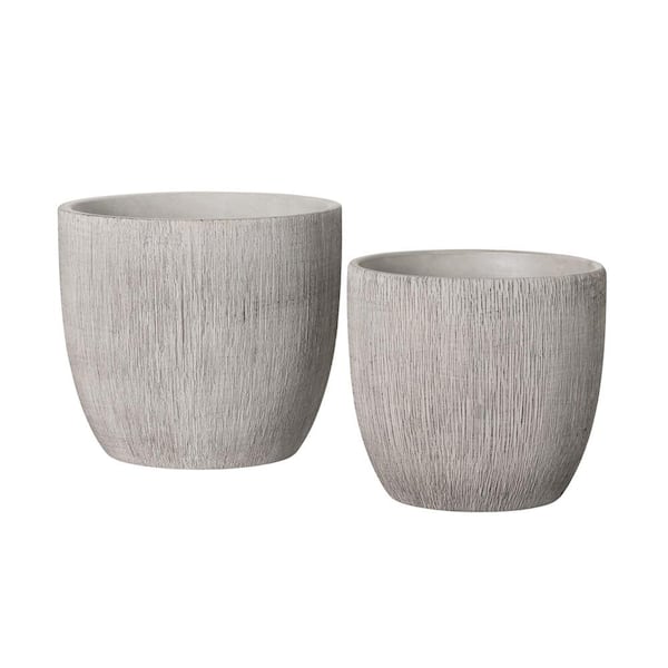 SULLIVANS 7 in. and 6.25 in. Small Ribbed Gray Indoor/Outdoor Pot (Set of 2)