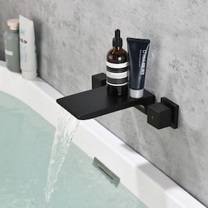 Ami Double Handle Wall-Mount Roman Waterfall Tub Faucet in Matte Black