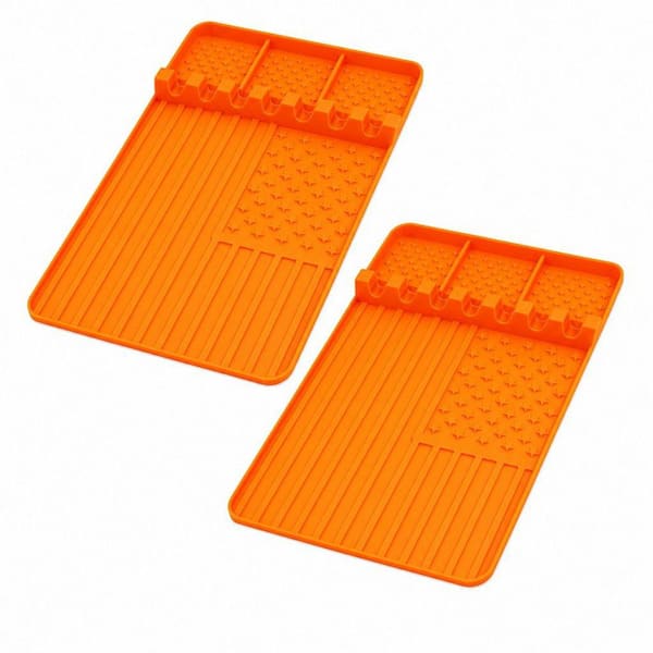 Silicone Grill Mat Compatible with Blackstone BBQ Griddle Tool Mat with Drip Pad 2-Piece Orange