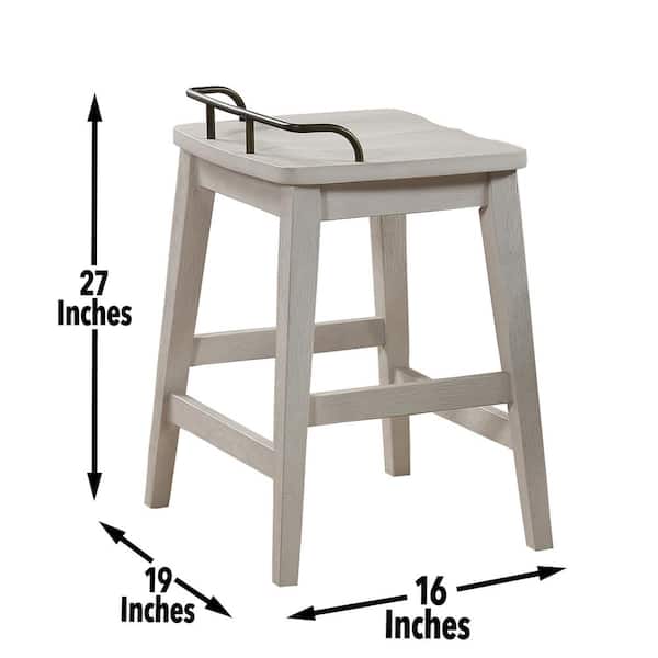 Steve Silver Pendleton 24 in. Ivory Backless Wood Frame Bar Stool
