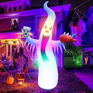 79 in. Spooky Built-in RGB LED Glowing Ghost Inflatable Halloween Decoration with Inflatable Bucket