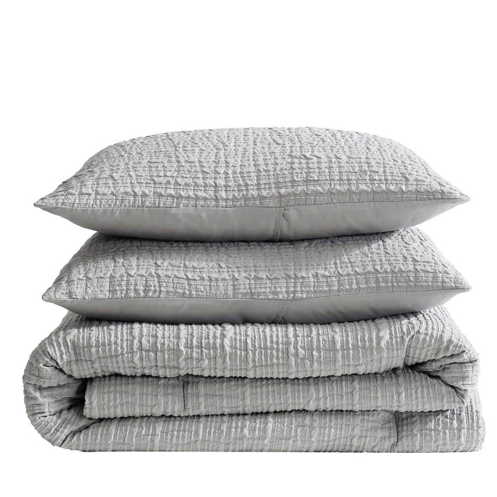 Gray Organic Microfiber Full Reversible Comforter Set