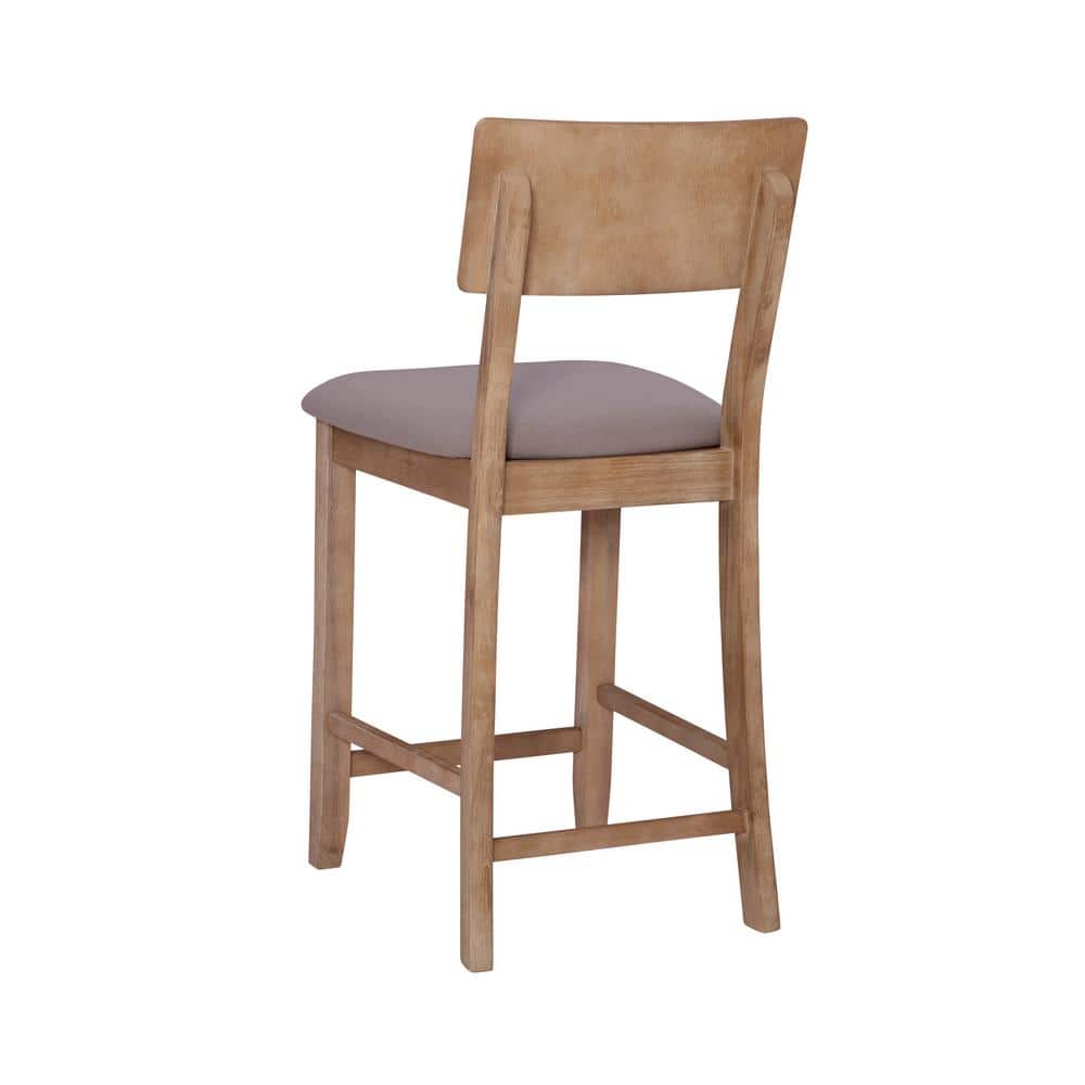 Gray Wood Backless Counter Stool with Padded Seat