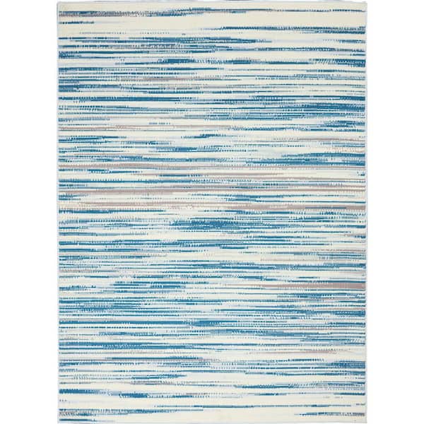 Nourison Jubilant Teal Blue 6 ft. x 9 ft. Moroccan Farmhouse Area Rug