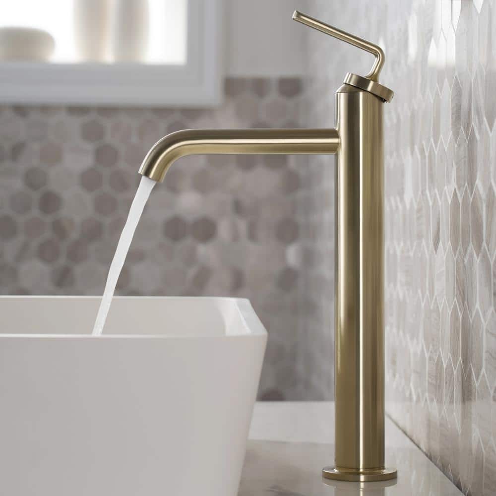 Brushed Gold Single Handle Vessel Sink Faucet