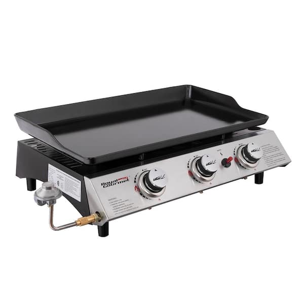24 in. 3-Burner Flat Top Grill Portable Gas Griddle with Regulator, Cover  and Carry Bag, Outdoor Camping, Tailgating