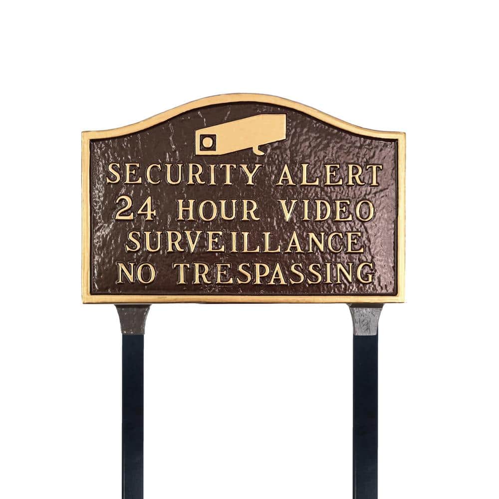 Security Alert Standard Statement Plaque with Lawn Stakes - Oil Rubbed Gold price history on PriceWatchPro