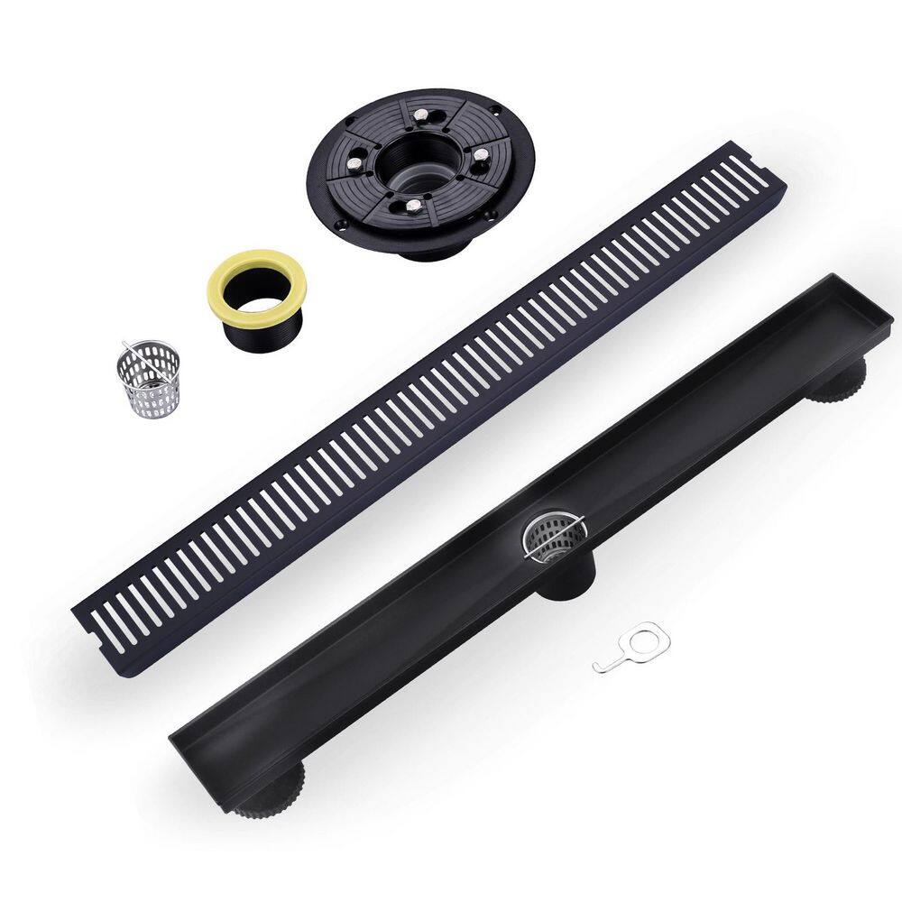 24 in. Stainless Steel Linear Shower Drain with Strainer in Matte Black price history on PriceWatchPro