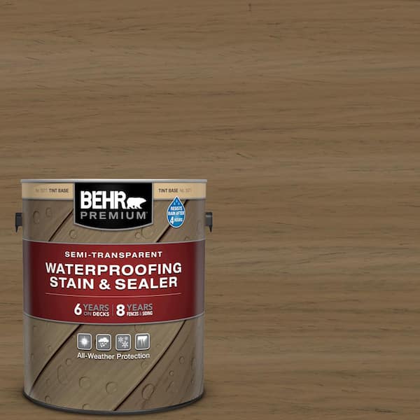 BEHR PREMIUM 1 gal. #ST-147 Castle Gray Semi-Transparent Waterproofing Exterior Wood Stain and Sealer