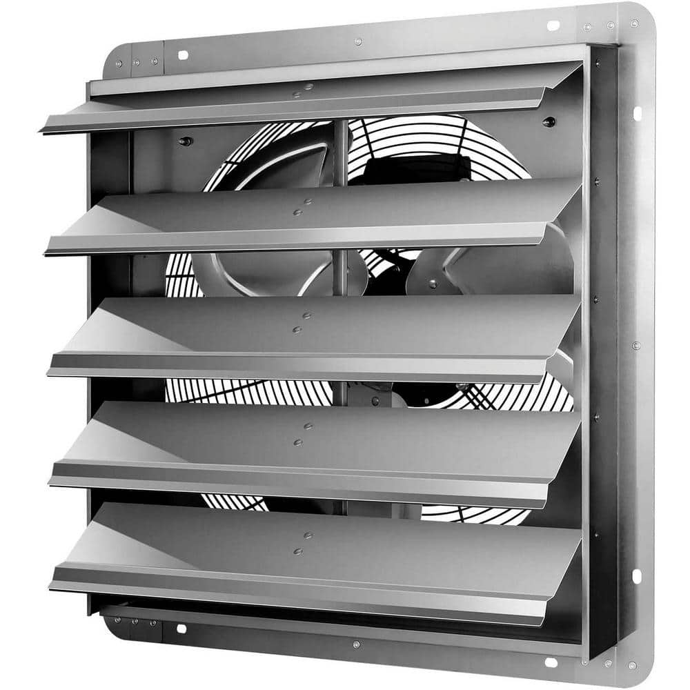 3368 CFM 20 in. Silver Aluminum High Speed Gable Mount Shutter Exhaust Fan