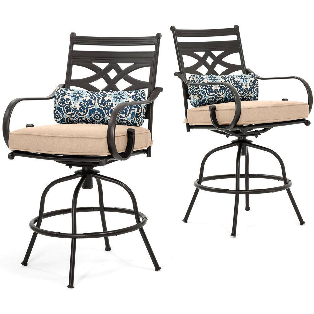 Elegant Montclair 3-Piece Tan High-Dining Patio Set with Swivel Chairs