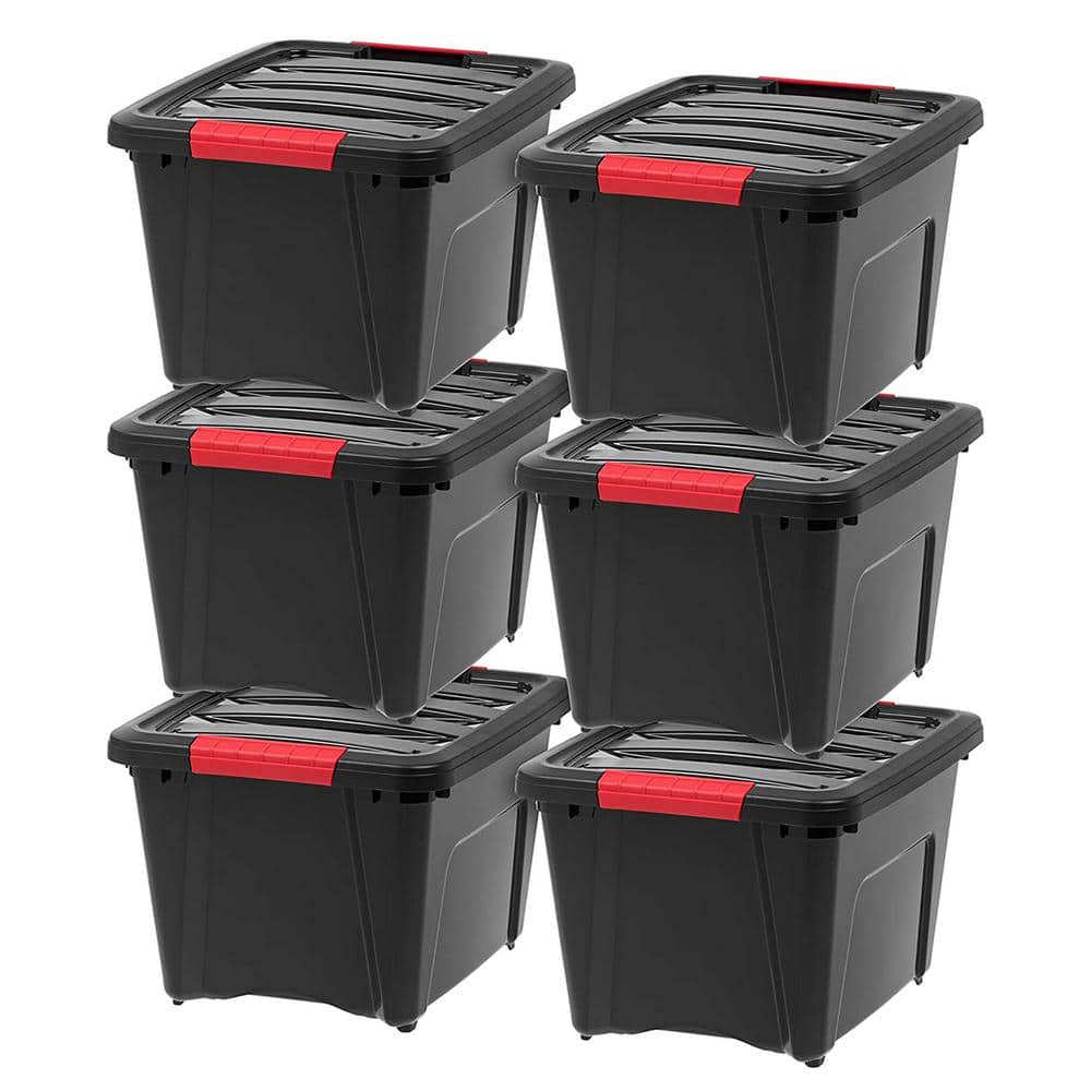 19 Gal. Plastic Durable Storage Bin with Lid in Black (2-Pack) bin-395 -  The Home Depot