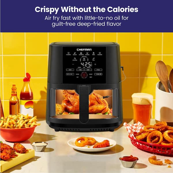 Chefman 1800-Watt 4-Slice Stainless Steel Air Fryer Toaster Oven with Probe  Thermometer, Digital Display, 9 Presets RJ50-SST2-P - The Home Depot