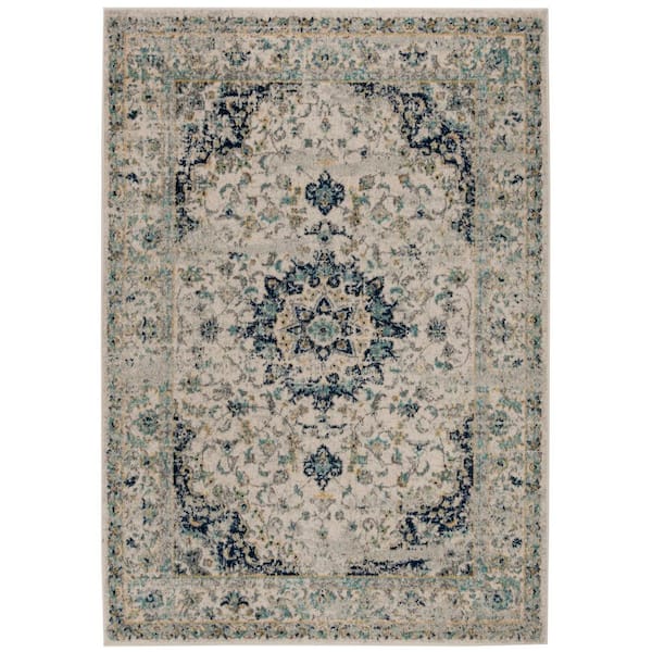SAFAVIEH Madison Ivory/Blue 6 ft. x 9 ft. Border Area Rug