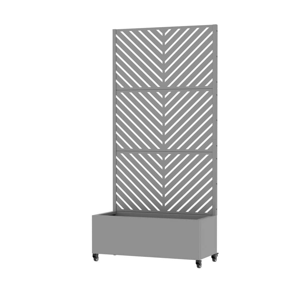 72 in. H x 35 in. W Gray Outdoor Galvanized Steel Privacy Screen Planter Box Trellis with Detachable Wheels price history on PriceWatchPro