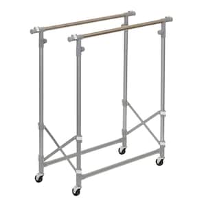 Silver Metal Clothes Rack 52 in. W x 62 in. H