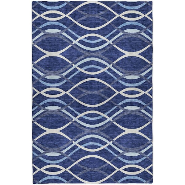 Dream Shag Premium Machine Washable Abstract ADS757 Navy 10 ft. x 14 ft. Area Rug