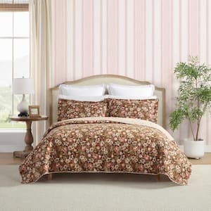 Marta 3-Piece Brown 100% Cotton Full/Queen Quilt Set