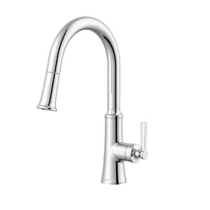 Northerly Single Handle Pull Down Sprayer Kitchen Faucet with Deck Plate 1.75 GPM in Chrome