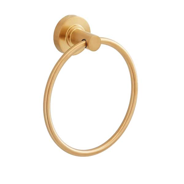 Lexia 6-5/16 in. Wall Mounted Towel Ring in Brushed Gold