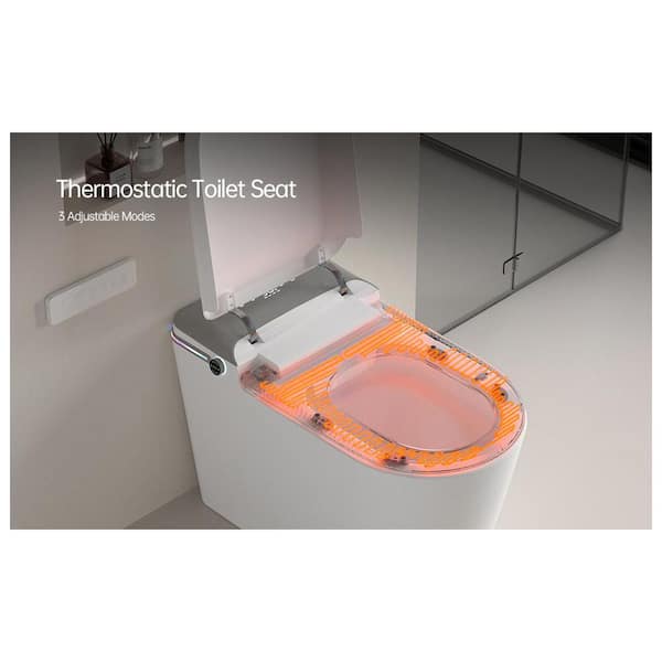 Unbranded - H2O Smart Tankless Elongated Bidet Toilet 1.0/1.28 GPF Dual Flush in White with Remote Control, and Heated Seat
