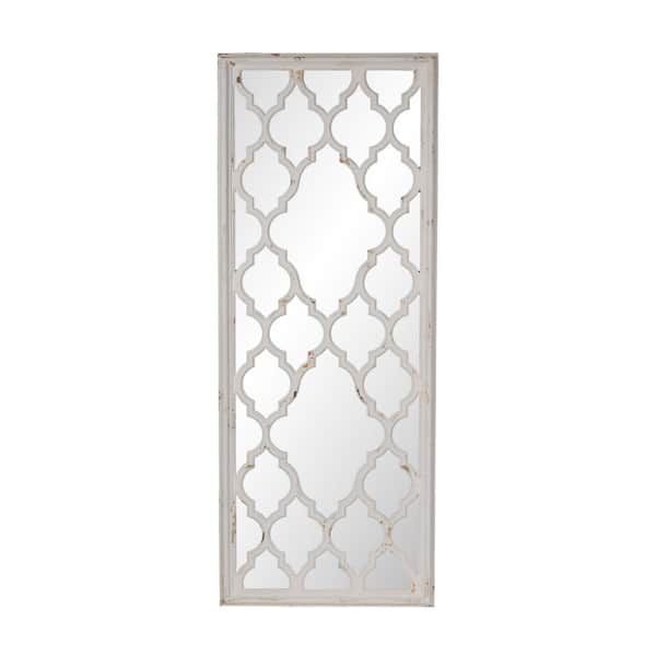 Vynxaria White 24 in. W x 60 in. H Distressed Floor Mirror, Full Body Mirror for Bathroom, Bedroom Living Room