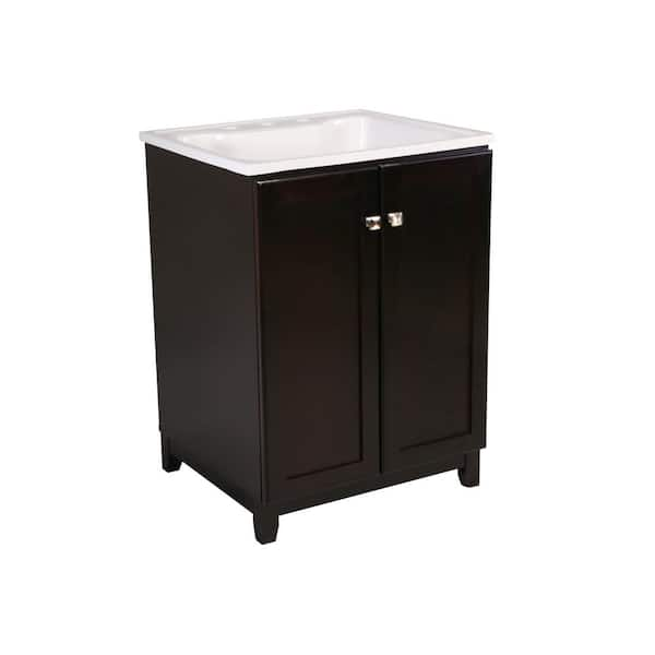 Design House 25 in.W x 22 in.D x 33.75 in.H Bath Vanity in Shorewood with 2-Door Vanity Top in Solid White with Solid White Basin