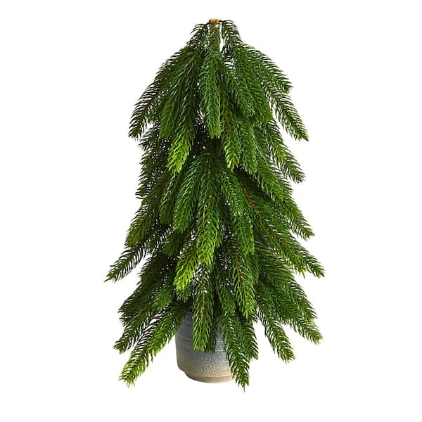 Nearly Natural 1.42 ft. Unlit Pine Artificial Christmas Tree in Decorative Planter