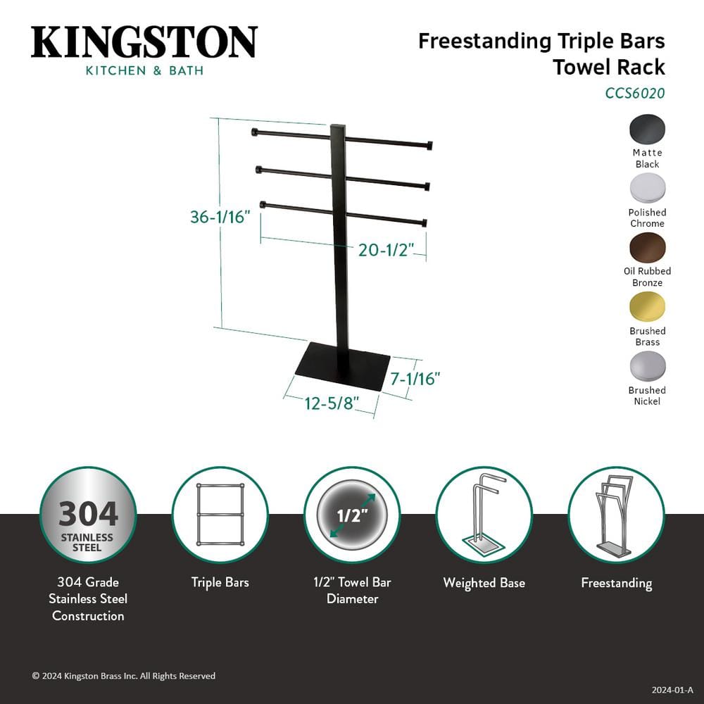 Matte Black Stainless Steel Freestanding T-Shape Towel Holder