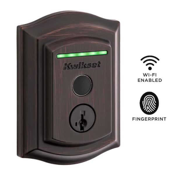Halo Touch Venetian Bronze Trad Fingerprint WiFi Electronic Smart Lock Deadbolt w/SmartKey Security + Prescott Handleset