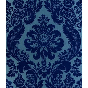 Shadow Blue Damask Paper Strippable Roll Wallpaper (Covers 56.4 sq. ft.)