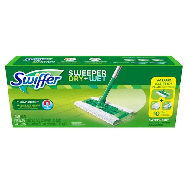 Swiffer Sweeper 2-in-1 Dry and Wet Multi-Surface Mopping Starter Kit (1-Mop,  10-Refills) 003700092815 - The Home Depot