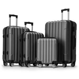 4-Piece Multifunctional Large Capacity Traveling Storage Suitcase Dark Grey