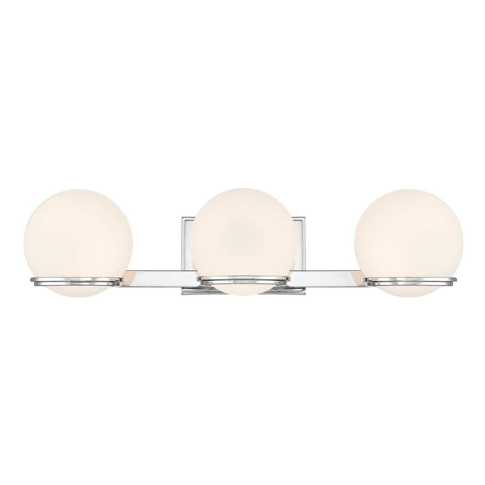 Hollywood Nights 23.75 in. 3-Light Chrome LED Vanity Light with Etched Opal Glass Shades price history on PriceWatchPro