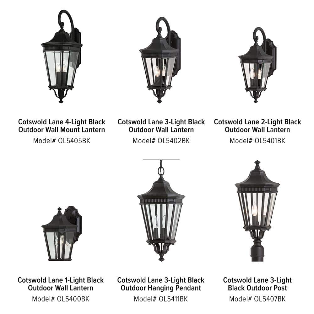 Black Bronze 3-Light Outdoor Wall Lantern with Clear Beveled Glass