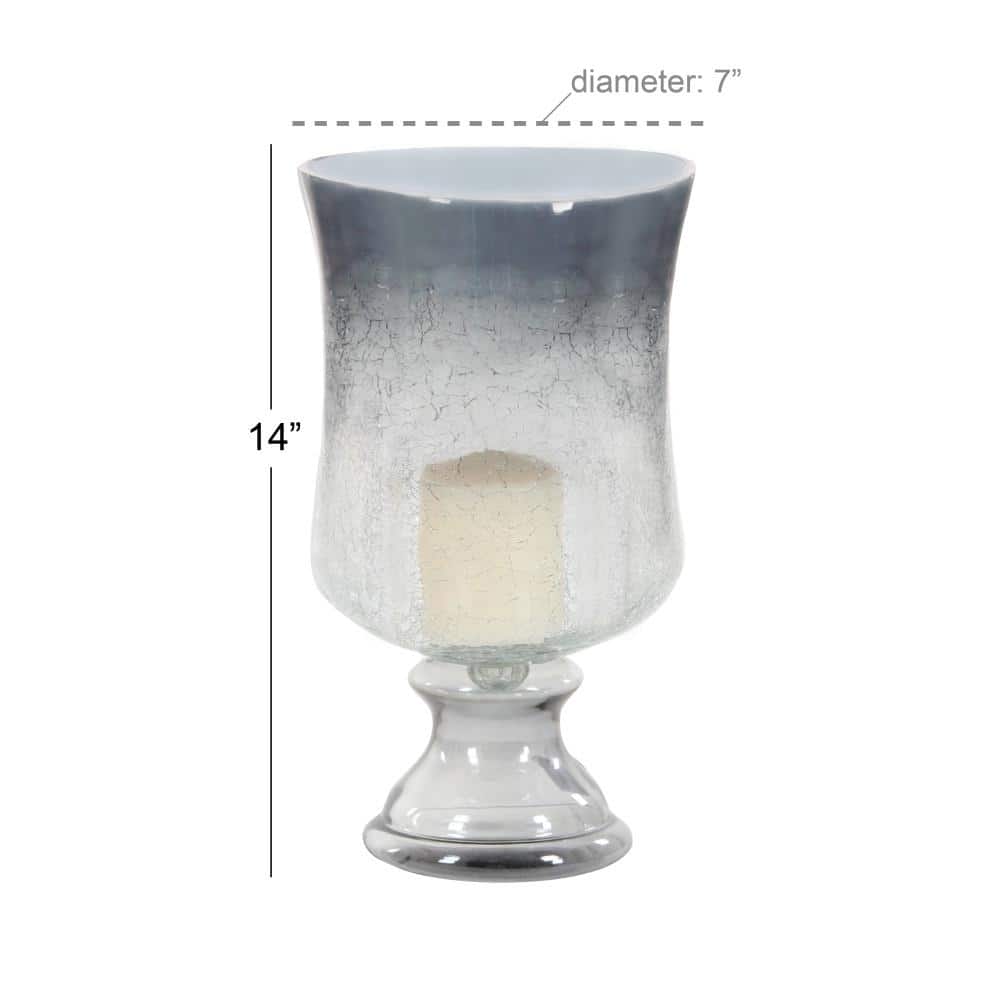 14" Black Glass Traditional Hurricane Candle Lantern
