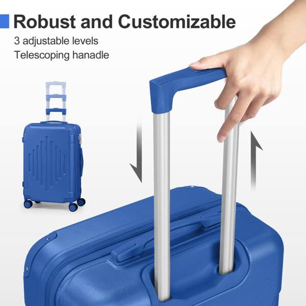 Wudkey Premium 20 in. Deep Blue ABS Carry-On Luggage with Diamond
