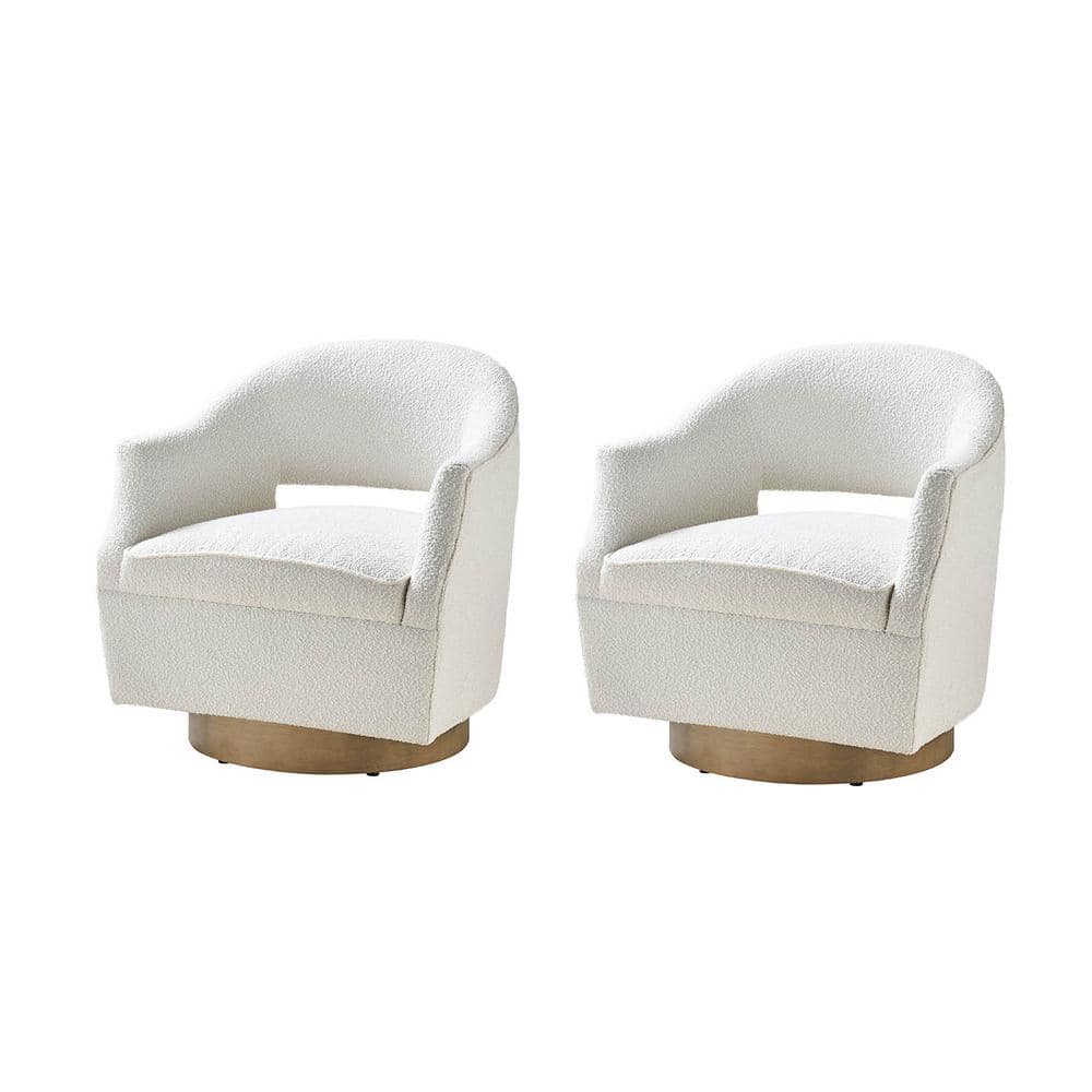 JAYDEN CREATION Felisa Set of 2 White Transition Upholstered 360-degree  Swivel Barrel Chair ZSWQH0292-WTE-S2 - The Home Depot