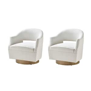 Felisa Set of 2 White Transition Upholstered 360-degree Swivel Barrel Chair