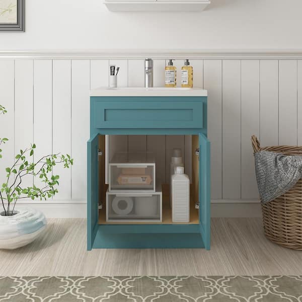 Vanity Art 24 in. W x 21 in. D x 32.5 in. H 2-Doors Bath Vanity Cabinet Only in Sea Green