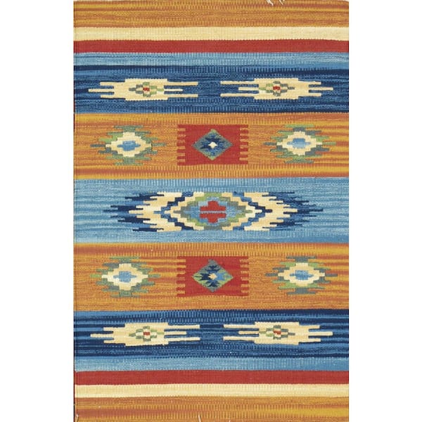 Pasargad Home Anatolian Multi 9 ft. x 12 ft. Striped Cotton Area Rug