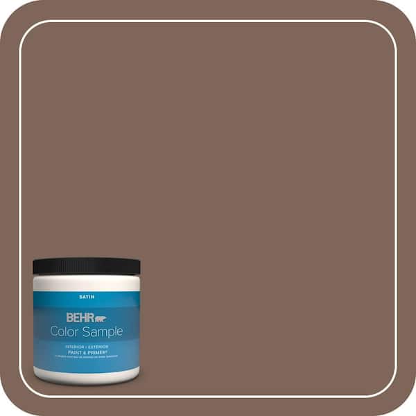 BEHR PREMIUM PLUS 8 oz. Home Decorators Collection #HDC-AC-05 Cocoa Shell Satin Enamel Interior/Exterior Paint & Primer Color Sample