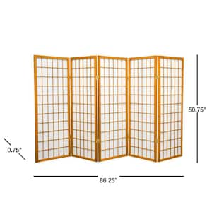 4 ft. Short Window Pane Shoji Screen - Honey - 5 Panels