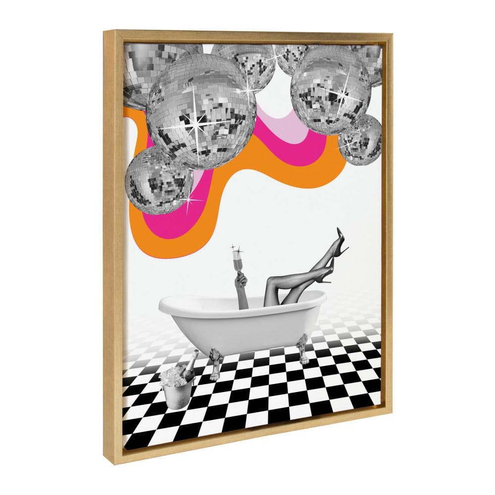 Bright Gold Disco Bathtub Canvas Wall Art, 18 x 24