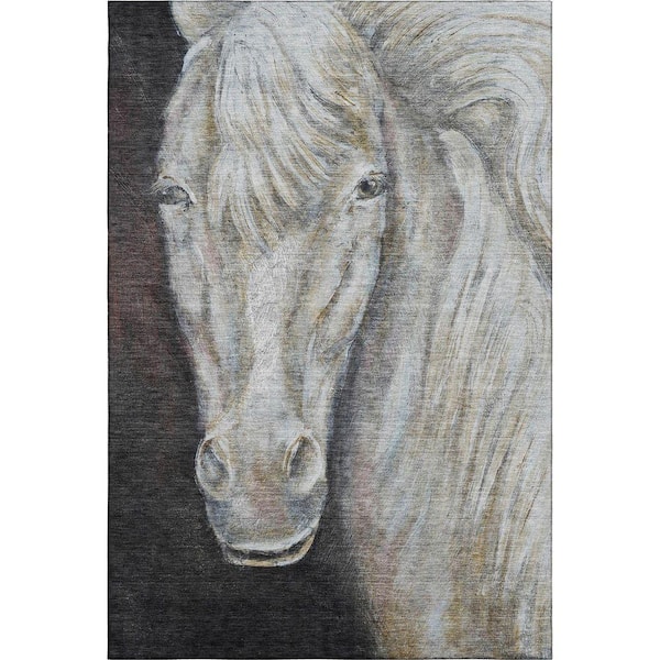 Mayfield Premium Machine Washable Abstract AMF2080 Ivory 3 ft. x 4 ft. Area Rug